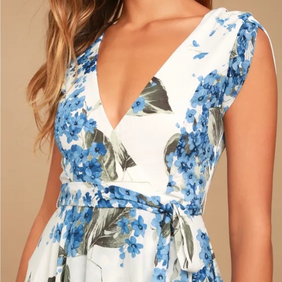 LULUS French Countryside White Floral Print High-Low Dress XS - Picture 4 of 8